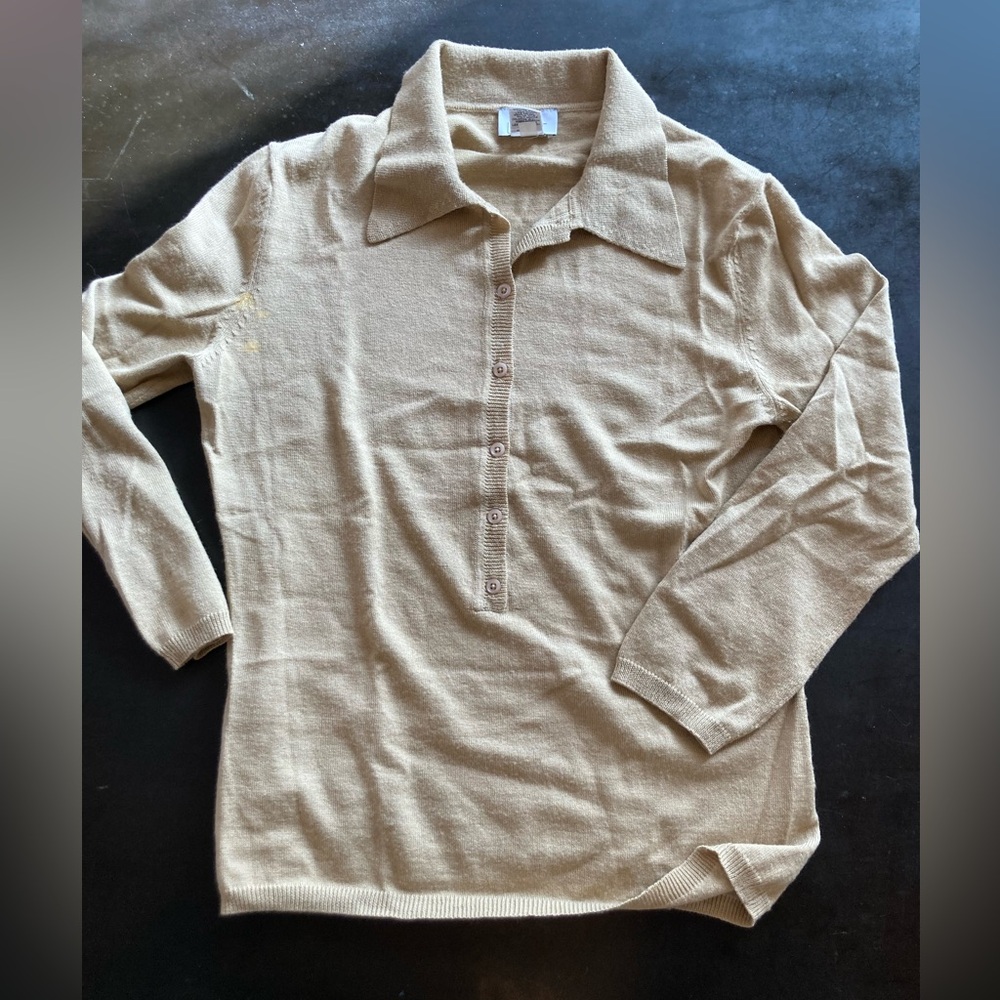 LOFT Women's Camel Knit Sweater with Collar